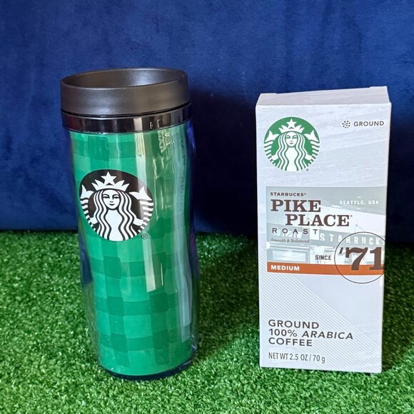Starbucks Holiday 2016 Gift Set Reusable Green Tumbler & 2.5 oz Roast Coffee NEW - Picture 6 of 14